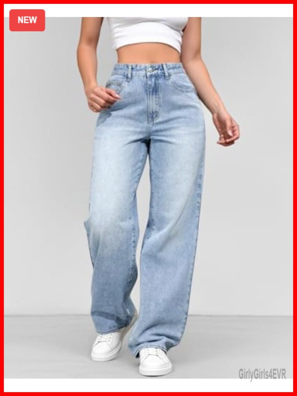 Wide Leg Baggy Y2K Jeans High Stretch Denim Cropped Loose Boyfriend Jeans - Picture 4 of 7